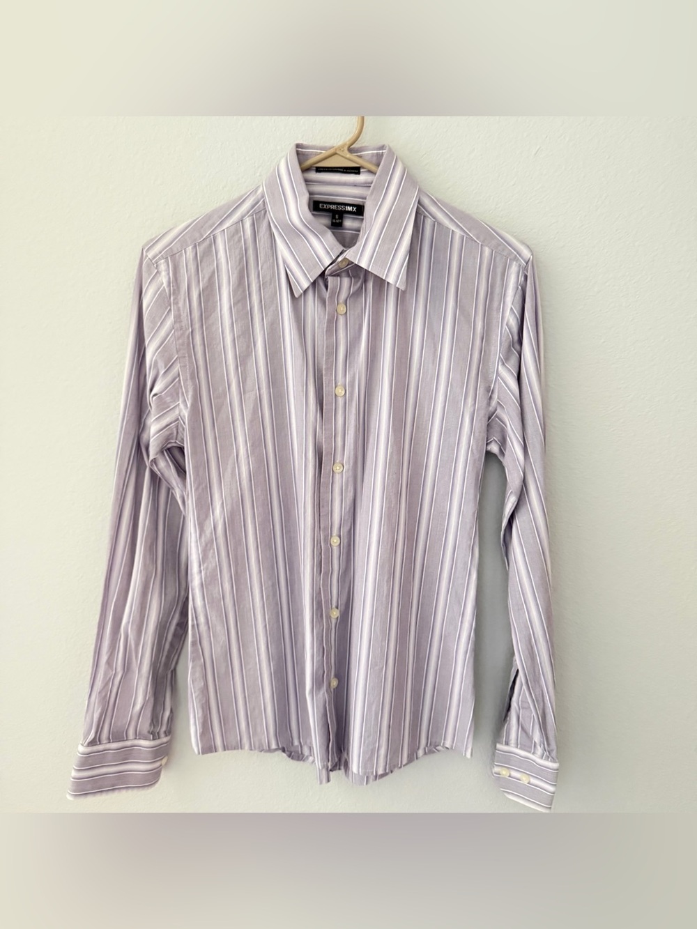 Express Men’s Lavender and White Stripe Dress Shirt